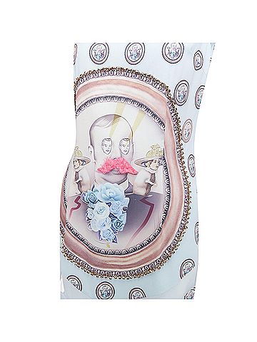 MSGM Msgm silk blend portrait print embellished shift dress (view 2)
