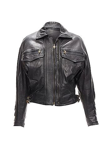 Versace Gianni Versace S&amp;M leather bondage buckle bomber (view 1)