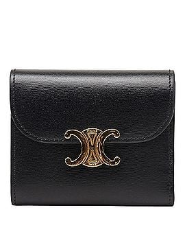 Céline Celine Triomphe Compact Wallet, Tri-fold Black Leather, Women's CELINE (view 1)
