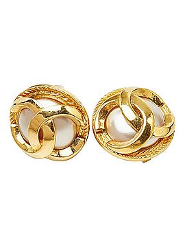 Chanel Chanel Coco Mark Earrings, Gold Plated, Faux Pearl, Women's. (view 1)