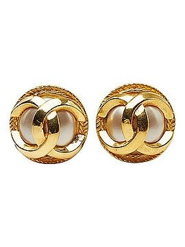 Chanel Chanel Coco Mark Earrings, Gold Plated, Faux Pearl, Women's. (view 2)