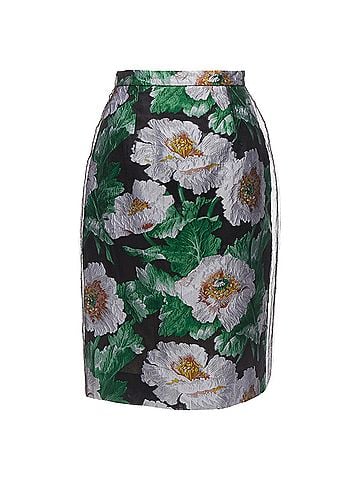Oscar De La Renta Oscar De La Renta tulle overlay floral jacquard skirt (view 1)