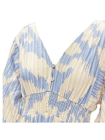 Diane von Furstenberg Diane Von Furstenberg print lattice embroidery puff sleeve dress (view 2)