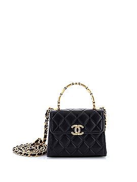 Chanel Coco Enamel Top Handle Flap Bag Quilted Lambskin Small (view 1)