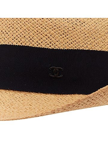 Chanel Chanel raffia curled brim ribbon trilby hat (view 2)