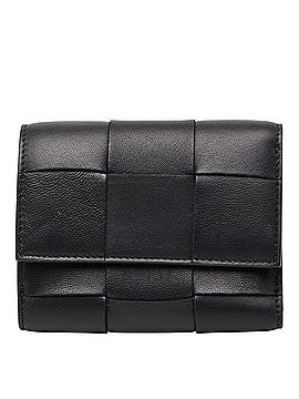 Bottega Veneta Bottega Veneta Maxi Intrecciato Cassette Tri-fold Wallet, Black Leather, Women's. (view 1)