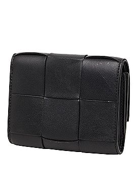 Bottega Veneta Bottega Veneta Maxi Intrecciato Cassette Tri-fold Wallet, Black Leather, Women's. (view 2)