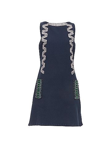 Lanvin Lanvin Cotton Rhinestone Embellished Ribbon Shift Dress (view 1)