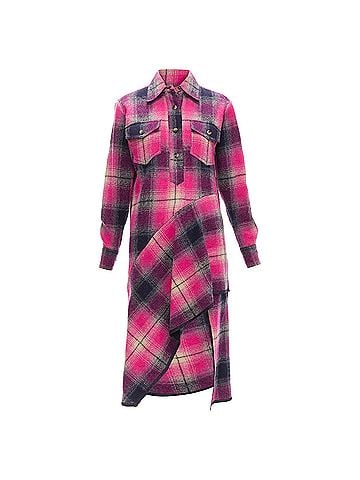 Dries Van Noten Dries Van Noten wool plaid bias splice hem dress (view 1)