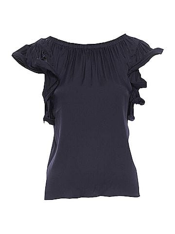Lanvin Lanvin Alber Elbaz stretch silk elasticated neck ruffle sleeve top (view 1)