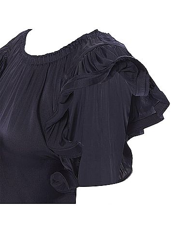 Lanvin Lanvin Alber Elbaz stretch silk elasticated neck ruffle sleeve top (view 2)