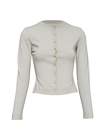 Alaïa ALAIA beige virgin wool blend mini buttons classic cropped cardigan FR36 S (view 1)