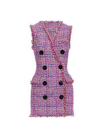 Balmain Balmain multicolor tweed velvet buttons vest dress (view 1)