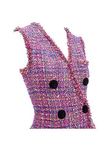 Balmain Balmain multicolor tweed velvet buttons vest dress (view 2)