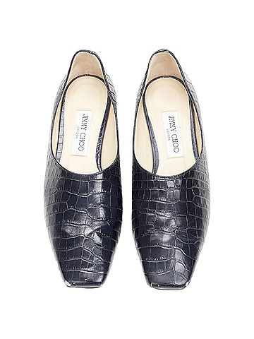 Jimmy Choo Jimmy Choo mock croc leather square toe JC charm flats (view 2)
