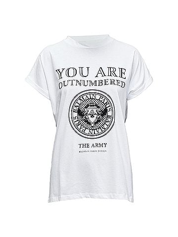 Balmain Balmain You Are Outnumbered Army Velvet Print Tshirt (view 1)