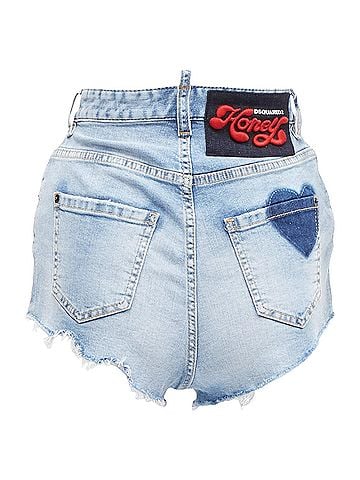 Dsquared2 Dsquared2 honey heart washed denim leopard lined hot pants (view 1)