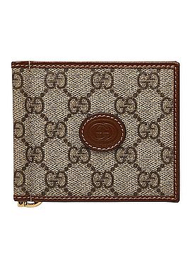 Gucci Gucci GG Supreme Money Clip Bi-fold Wallet 700686 Beige Brown Leather Women's GUCCI (view 1)