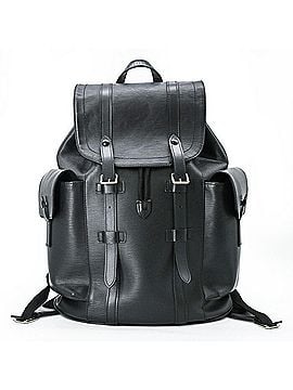 Louis Vuitton LOUIS VUITTON Epi Christopher MM Backpack, Noir Leather, Black, Men's, M50159 (view 1)