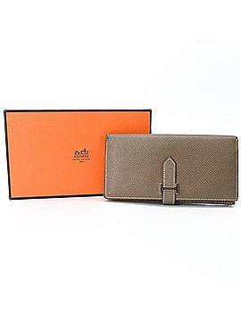 Hermès HERMES Bearn Soufflé Long Wallet, Veau Epsom Leather, Greige (view 1)