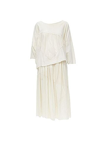 Comme des Garçons Comme Des Garcons Tricot raw cotton patchwork trapeze top midi skirt (view 1)