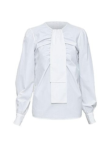 ROCHAS ROCHAS cream bow neck ruched front puff sleeve crew blouse IT38 XS (view 1)