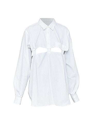 Comme des Garçons Comme Des Garcons Black raw edge cut out shirt (view 1)