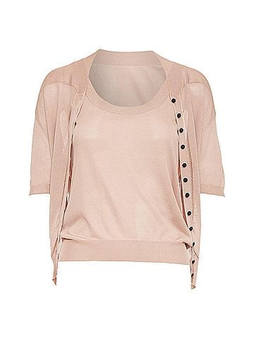 Nina Ricci Nina Ricci silk button scoop neck cardigan vest set (view 1)