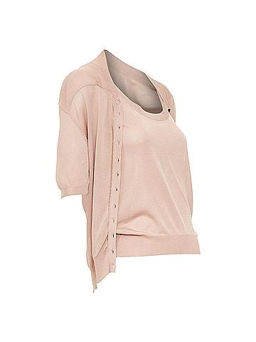 Nina Ricci Nina Ricci silk button scoop neck cardigan vest set (view 2)