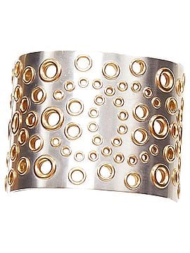 Chanel Chanel silver tone gold CC eyelet bangle (view 1)
