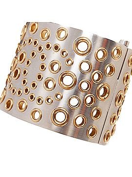 Chanel Chanel silver tone gold CC eyelet bangle (view 2)