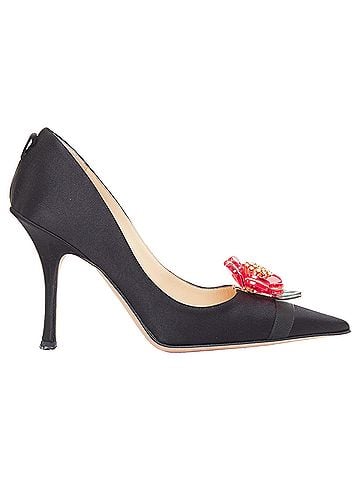 Jimmy Choo Jimmy Choo Entice satin red flower brooch pumps (view 1)