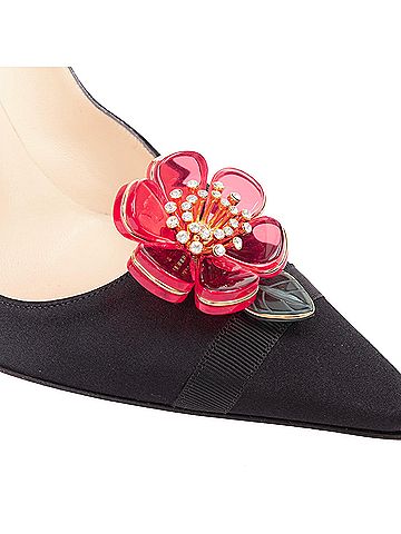 Jimmy Choo Jimmy Choo Entice satin red flower brooch pumps (view 2)