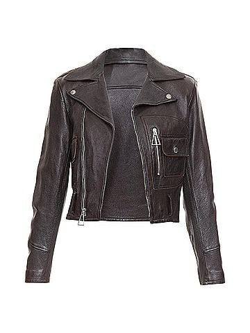 Saint Laurent Saint Laurent lambskin zipper cropped jacket (view 1)