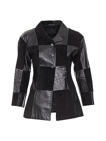 Chanel Chanel leather suede checkered patchwork blazer (view 1)