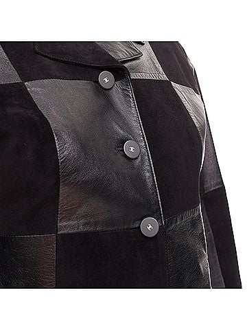 Chanel Chanel leather suede checkered patchwork blazer (view 2)
