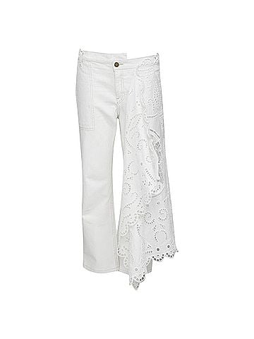 Monse Monse denim cotton embroidery anglais draped trim straight leg Jeans (view 1)