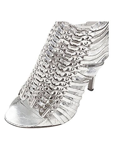 Givenchy Givenchy metallic silver discs embellished strappy peep toe bootie (view 2)