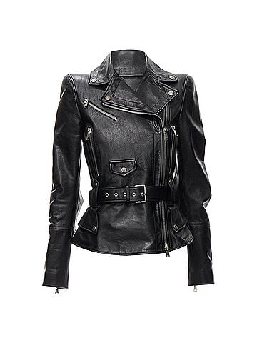Alexander McQueen Alexander Mcqueen leather belted peplum biker jacket (view 1)