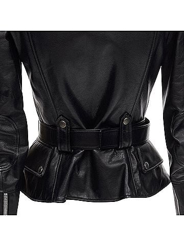 Alexander McQueen Alexander Mcqueen leather belted peplum biker jacket (view 2)