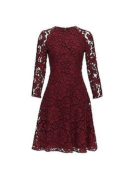 Oscar De La Renta Oscar De La Renta Lace Sheer Sleeves Fit Flare Dress (view 1)