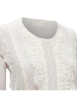 Lanvin Lanvin lace overlay asymmetric cropped sleeve top (view 2)