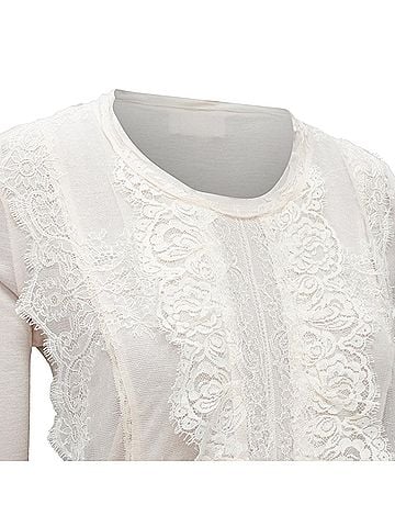 Lanvin Lanvin lace overlay asymmetric cropped sleeve top (view 2)