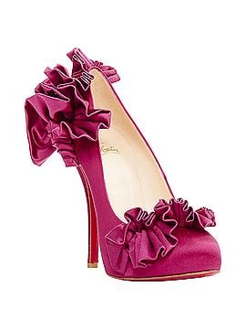 Christian Louboutin Christian Louboutin Escandria 120 Satin cranberry pink ruffle platform EU37.5 (view 2)