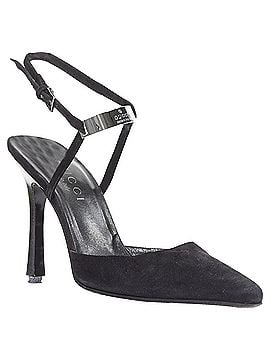 Gucci Gucci black suede metal slingback pumps (view 1)