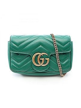 Gucci Gucci GG Marmont Super Mini Bag, Shoulder Bag/Handbag, Leather, Women's, Green, 476433 (view 1)