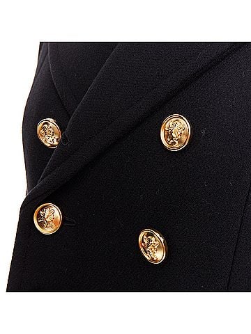 Saint Laurent Saint Laurent wool gold crest button coat (view 2)