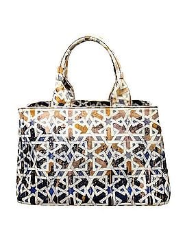 Prada PRADA Canapa Medium Canvas Handbag/Tote Bag (Orange/Blue) - Men's &amp; Women's (view 2)