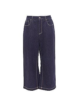 Fendi Fendi FF logo patch contrast stitch cropped wide leg jeans (view 1)