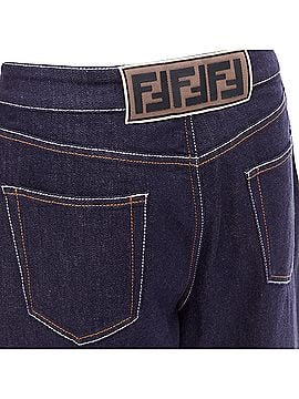 Fendi Fendi FF logo patch contrast stitch cropped wide leg jeans (view 2)